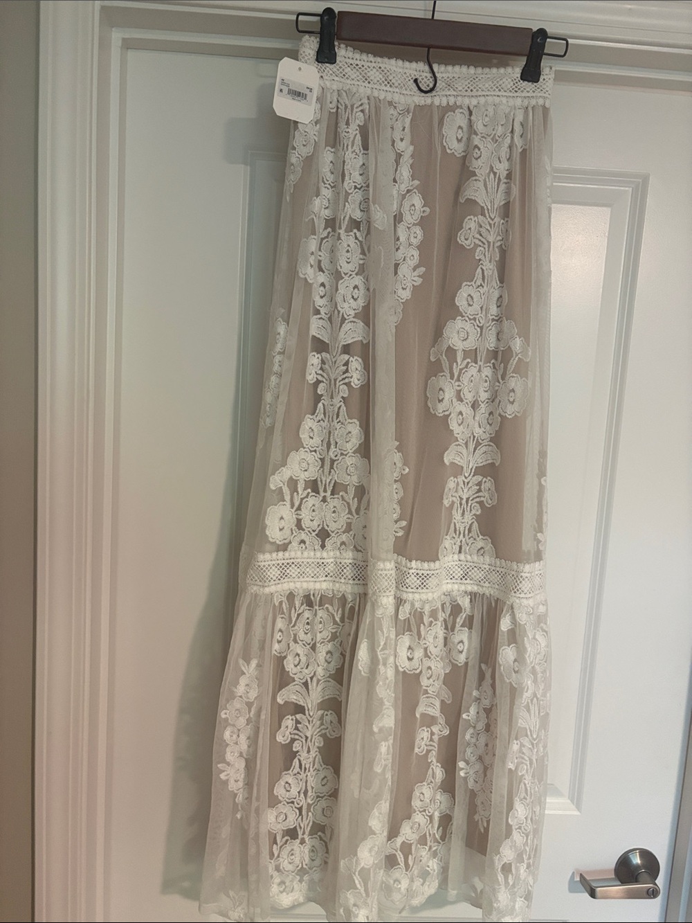 Altar'd State White Lace Maxi Skirt